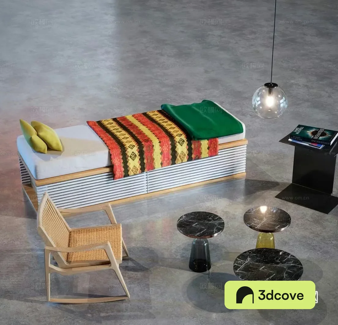 Modern single bed armchair corner table