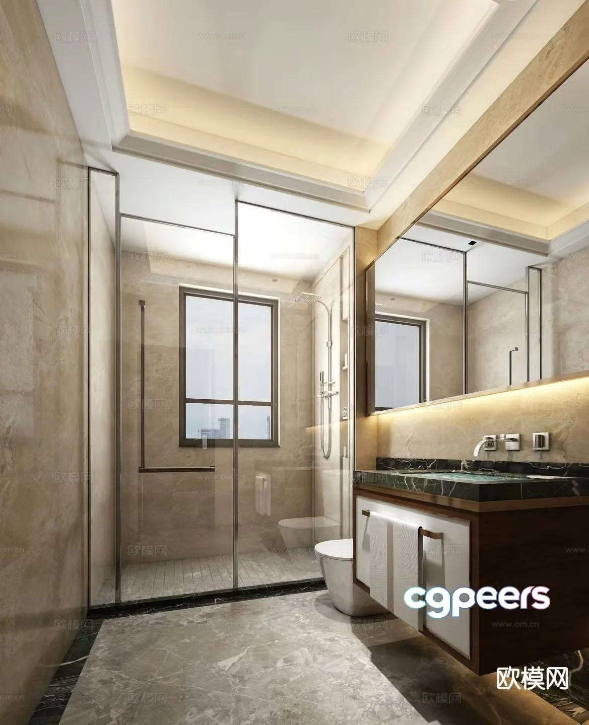 New Chinese style bathroom bathroom toilet 3d model