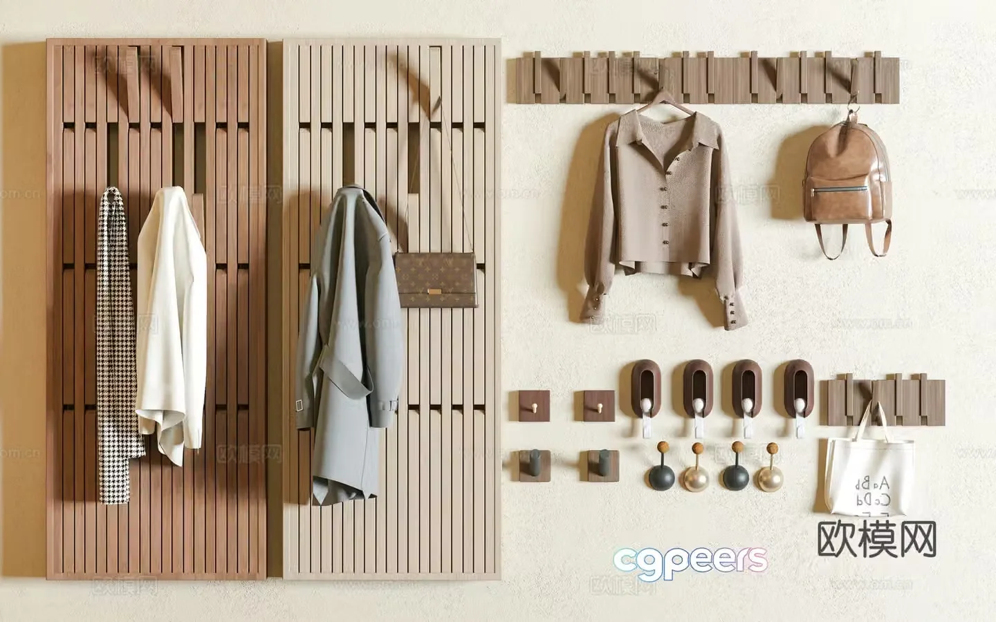 Modern clothes hanger piano board clothes hook medieval style clothes hook bag clothes piano hang 3d model