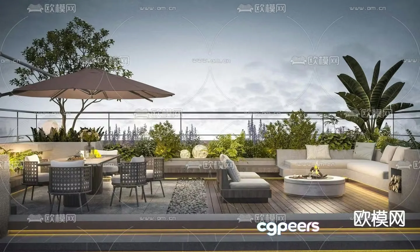 Roof Garden Courtyard Landscape 3d model