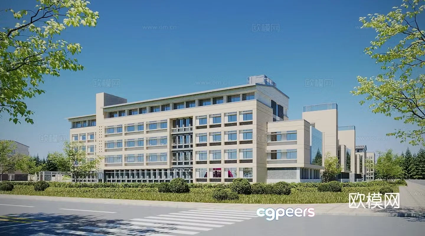 Modern office building architecture 3d model