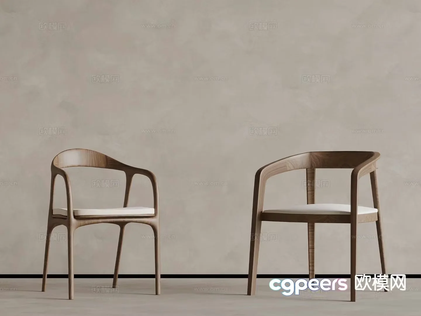 Wabi-sabi wooden chair chair dining chair leisure chair 3d model