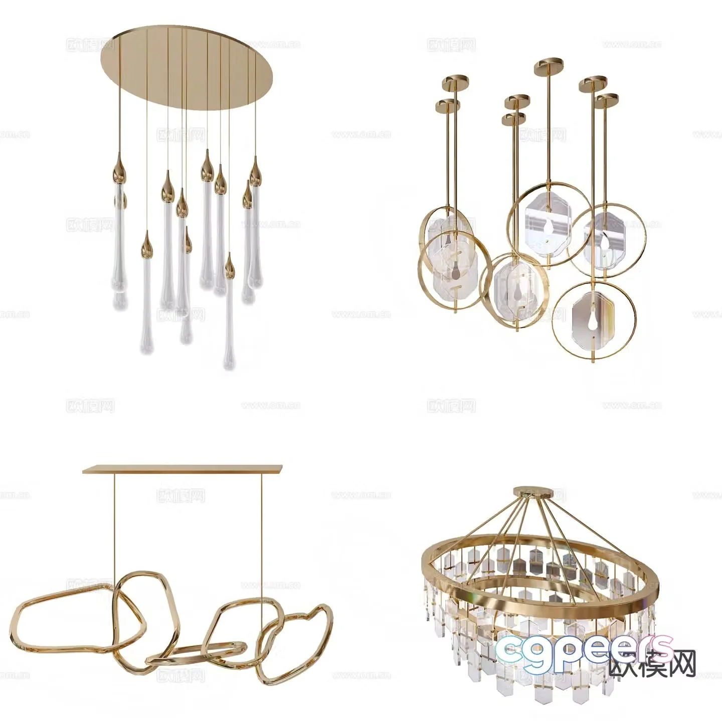 Suction cup decorative lamp light luxury chandelier 3d model