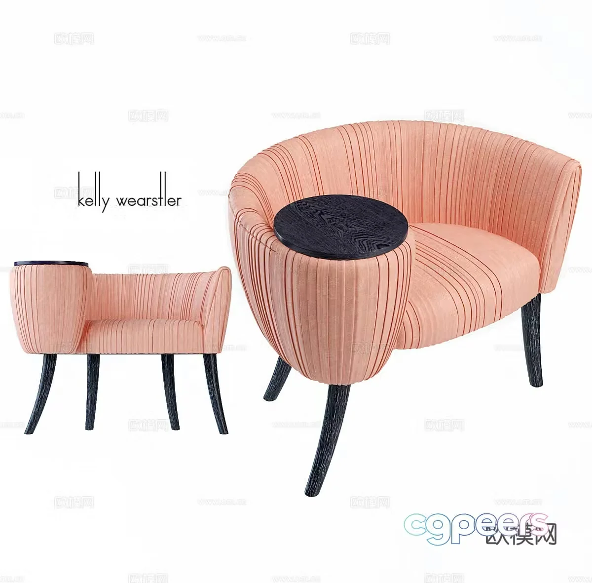 Souffle cocktail chair souffle footrest 3d model