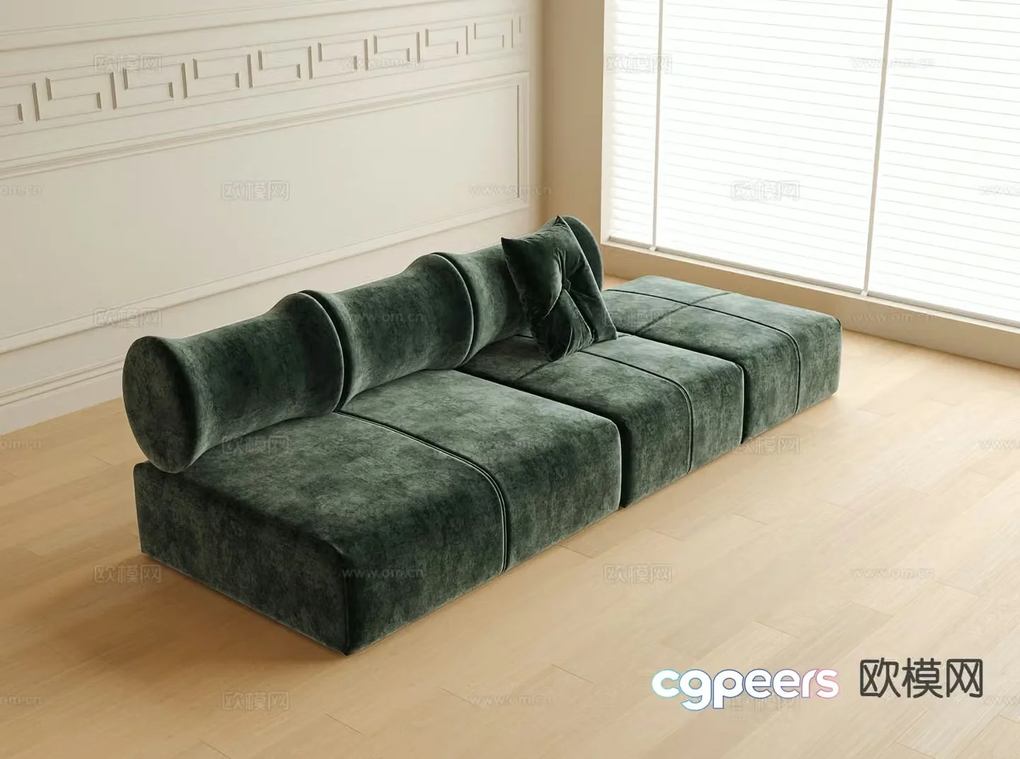 Multi-person sofa upholstered sofa 3d model