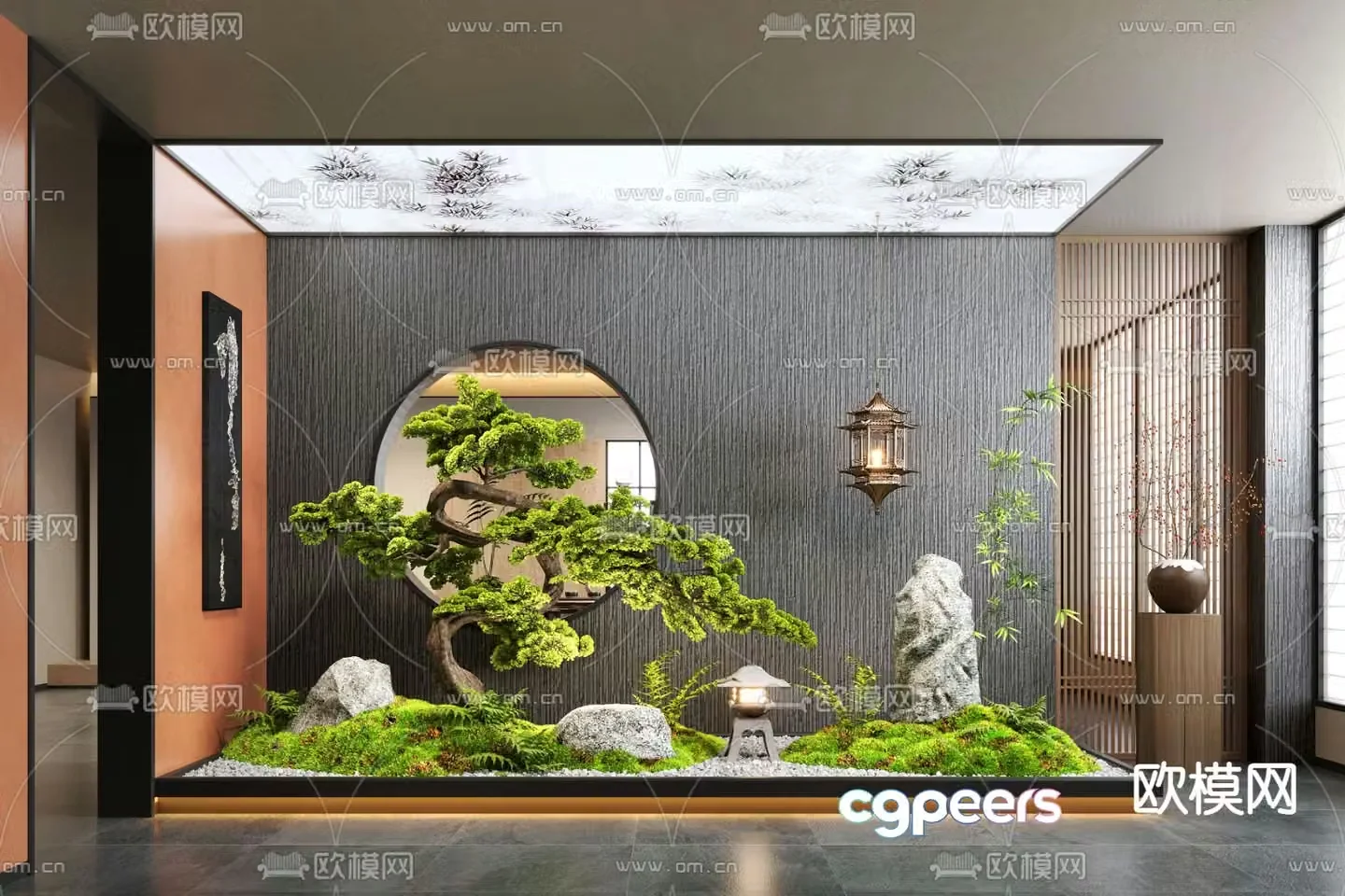 new chinese style interior landscape interior landscape 3d model