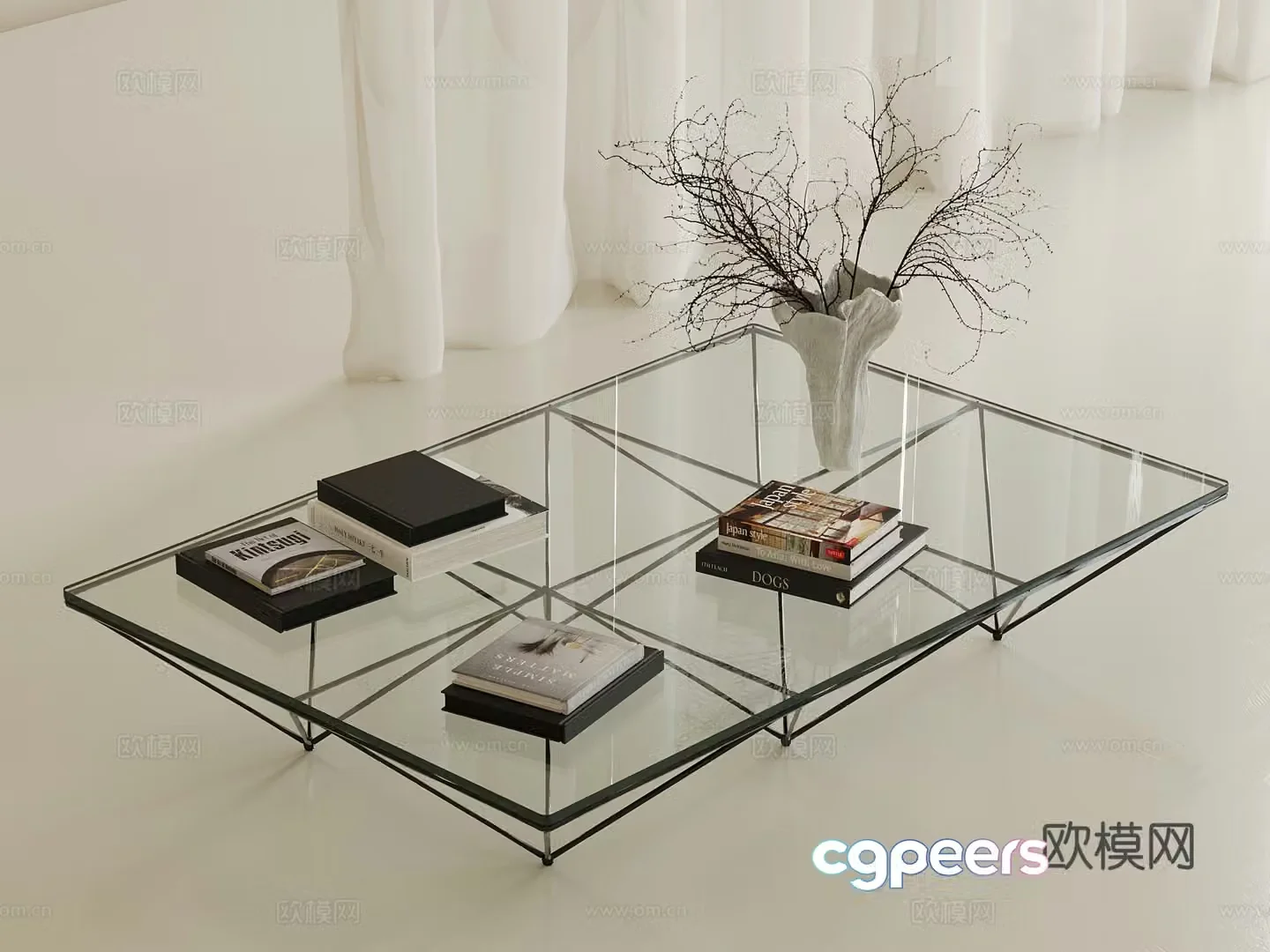Modern glass coffee table art coffee table 3d model