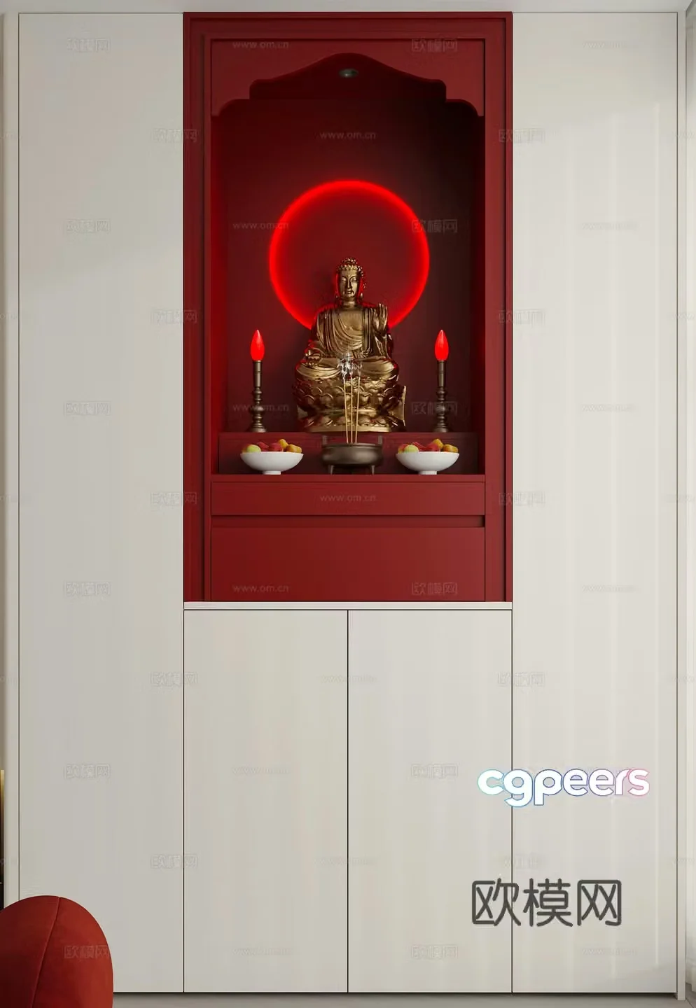 Buddha niche cabinet display cabinet dream curtain Buddha statue 3d model