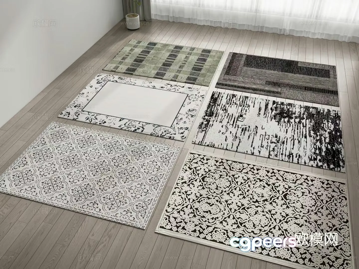 Carpet square rug 3d model