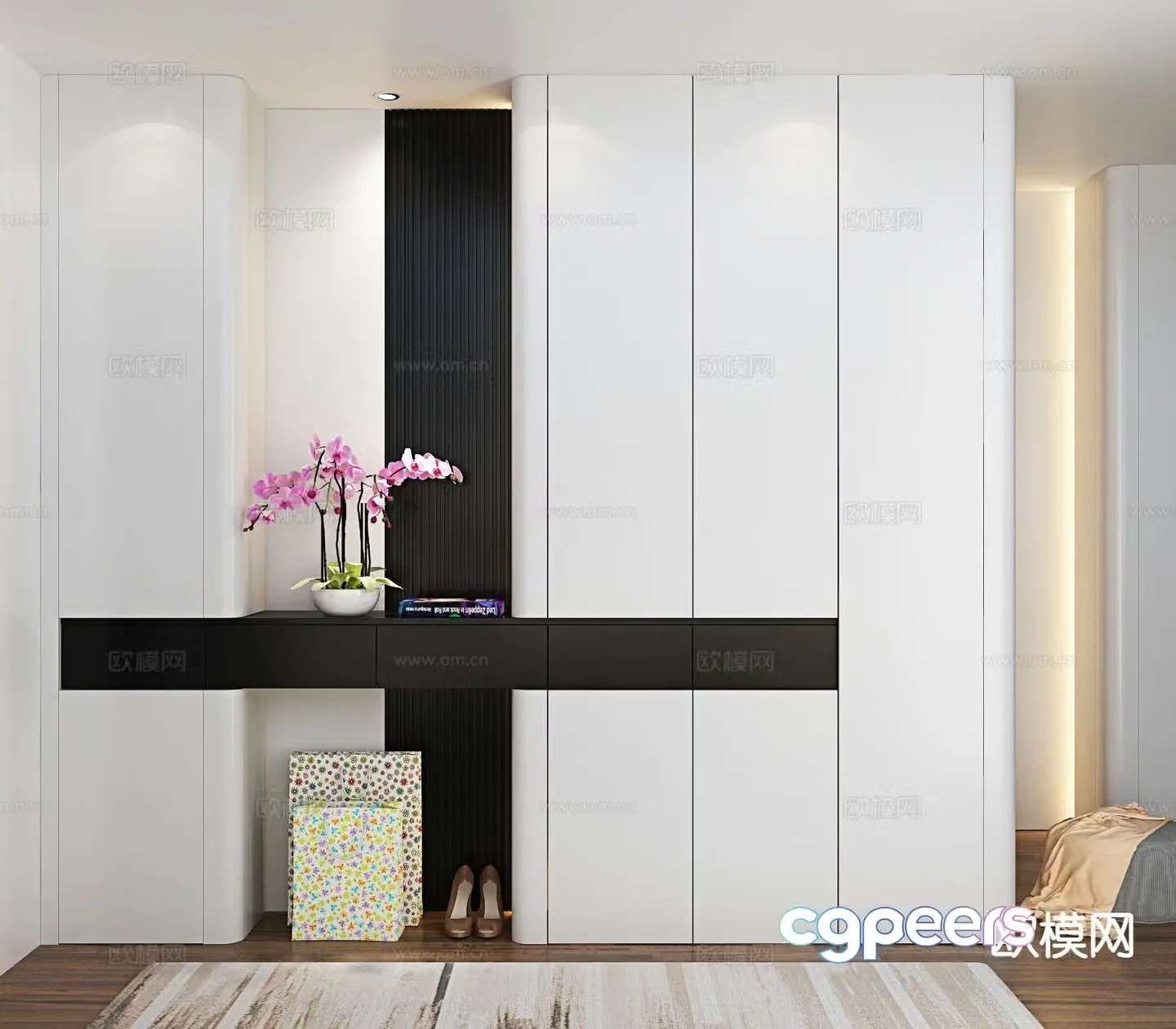 Modern entrance shoe cabinet 3d model