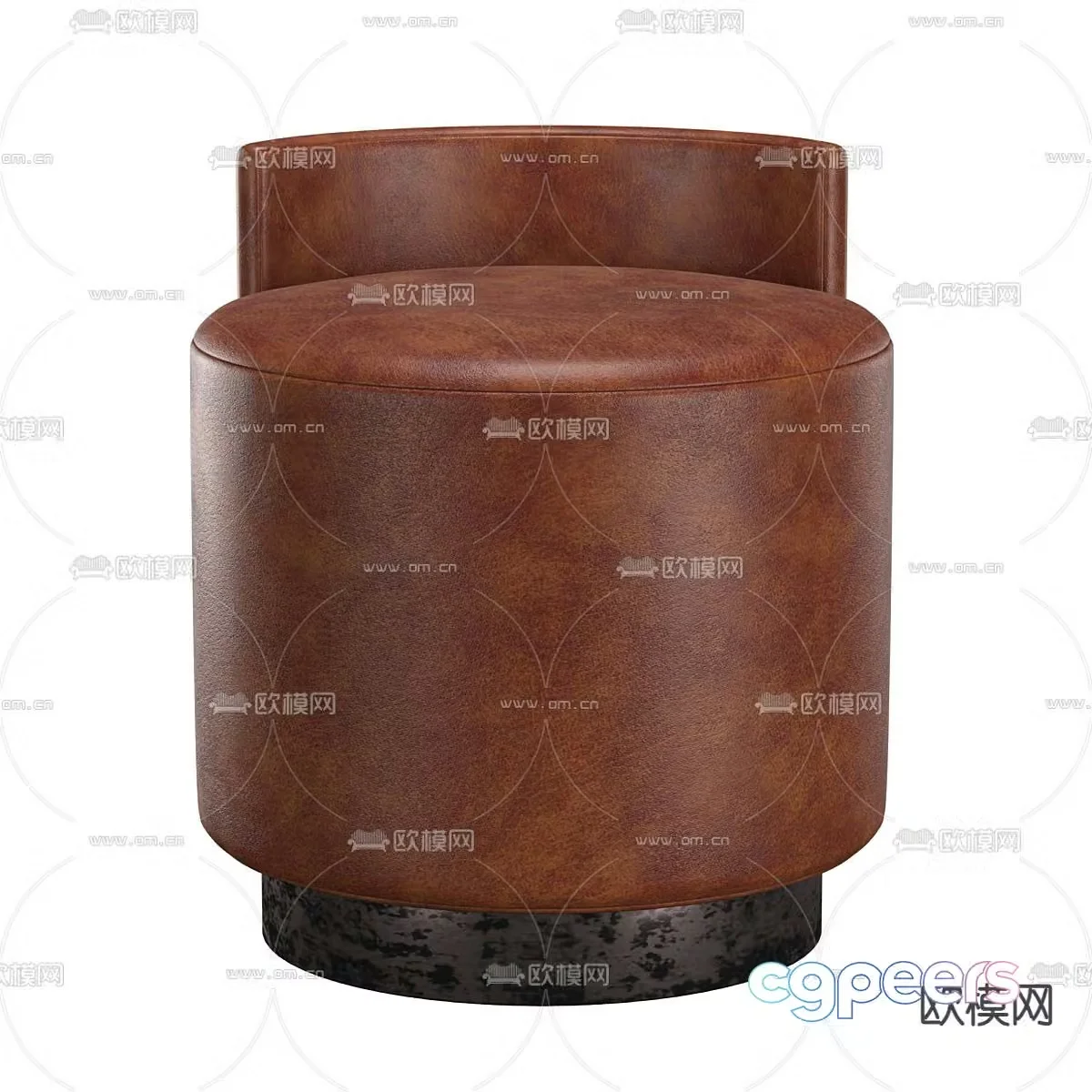 Leather stool sofa stool round stool 3d model