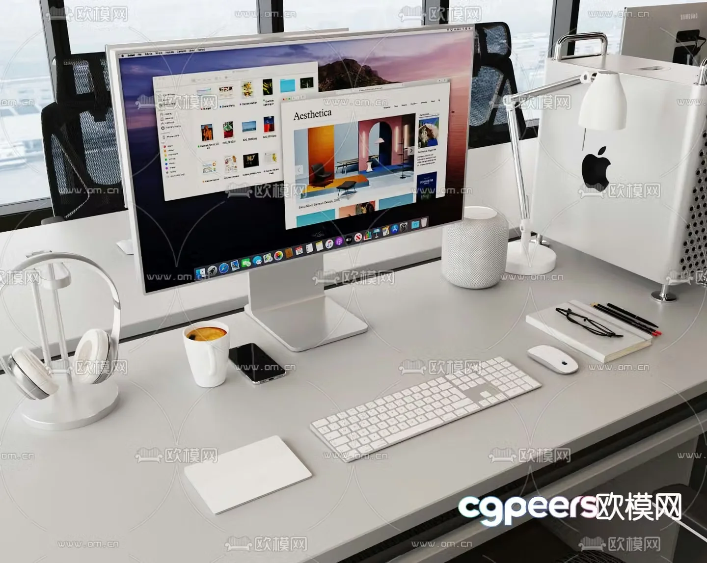 Office supplies desktop accessories desktop computer 3d model