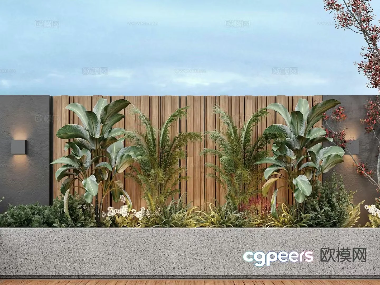 Modern courtyard landscape wall green plant landscape wall 3D model