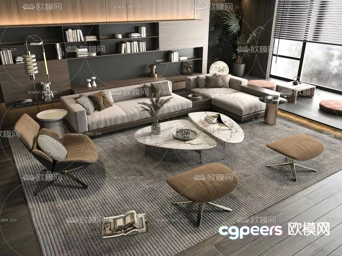 Italian style modular sofa corner sofa 3d model