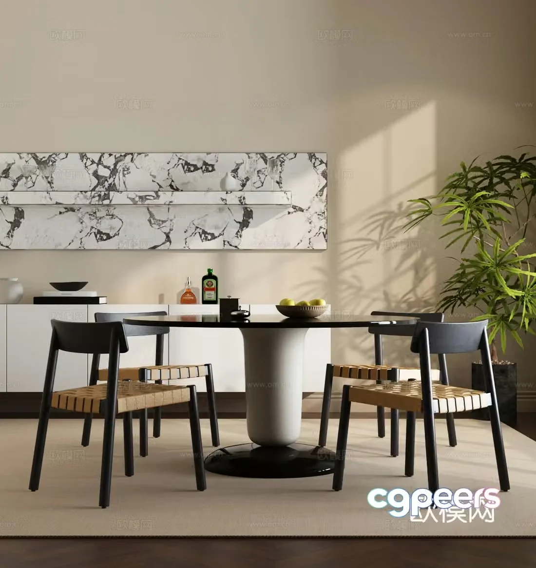 Modern French dining table and chair French dining table and chair Modern Italian dining table and chair combination 3D model
