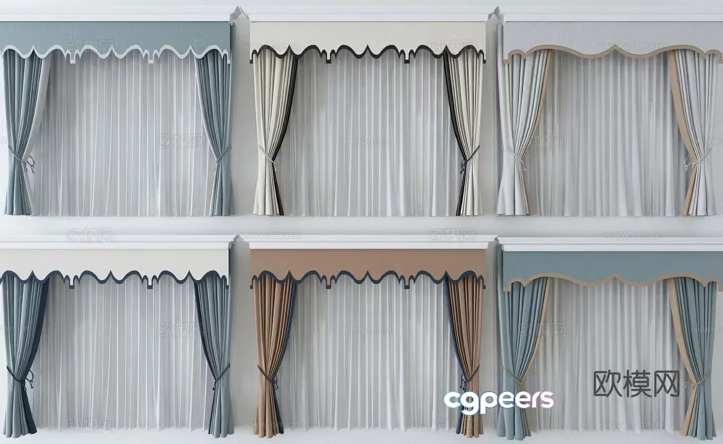 Modern gauze curtain curtain 3d model