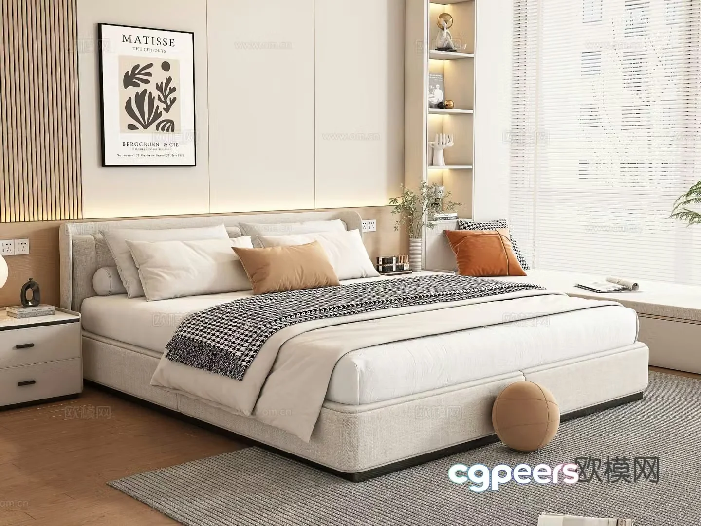 Modern double bed 3d model