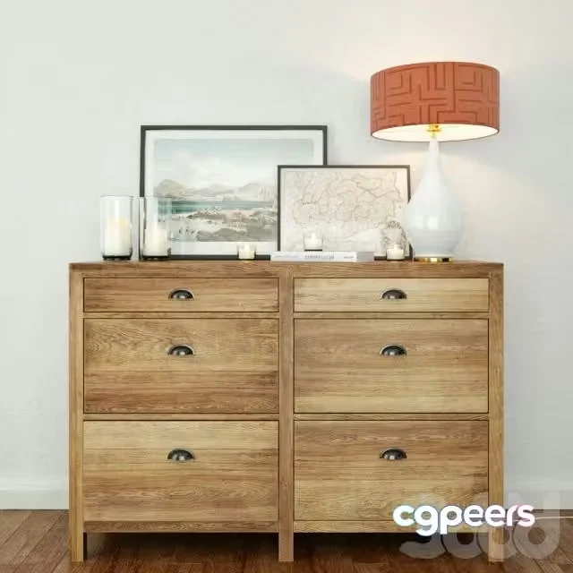 3ds Max Free – Decorative Set 02 with old chest of drawers