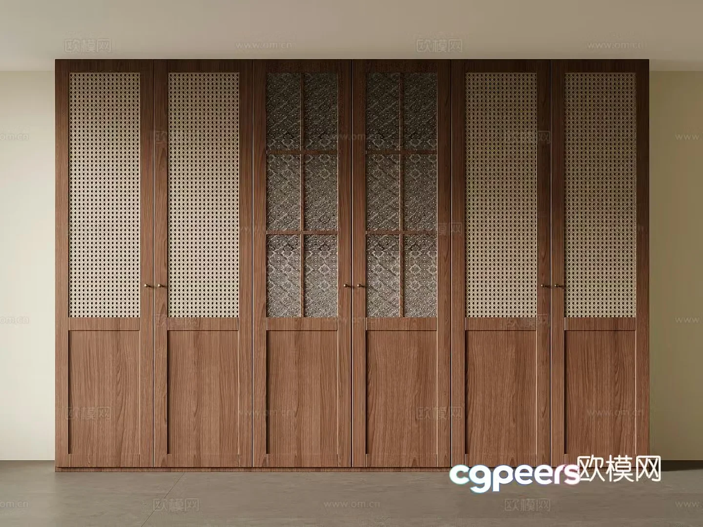 24 wardrobe medieval wind wardrobe rattan door wardrobe 3d model