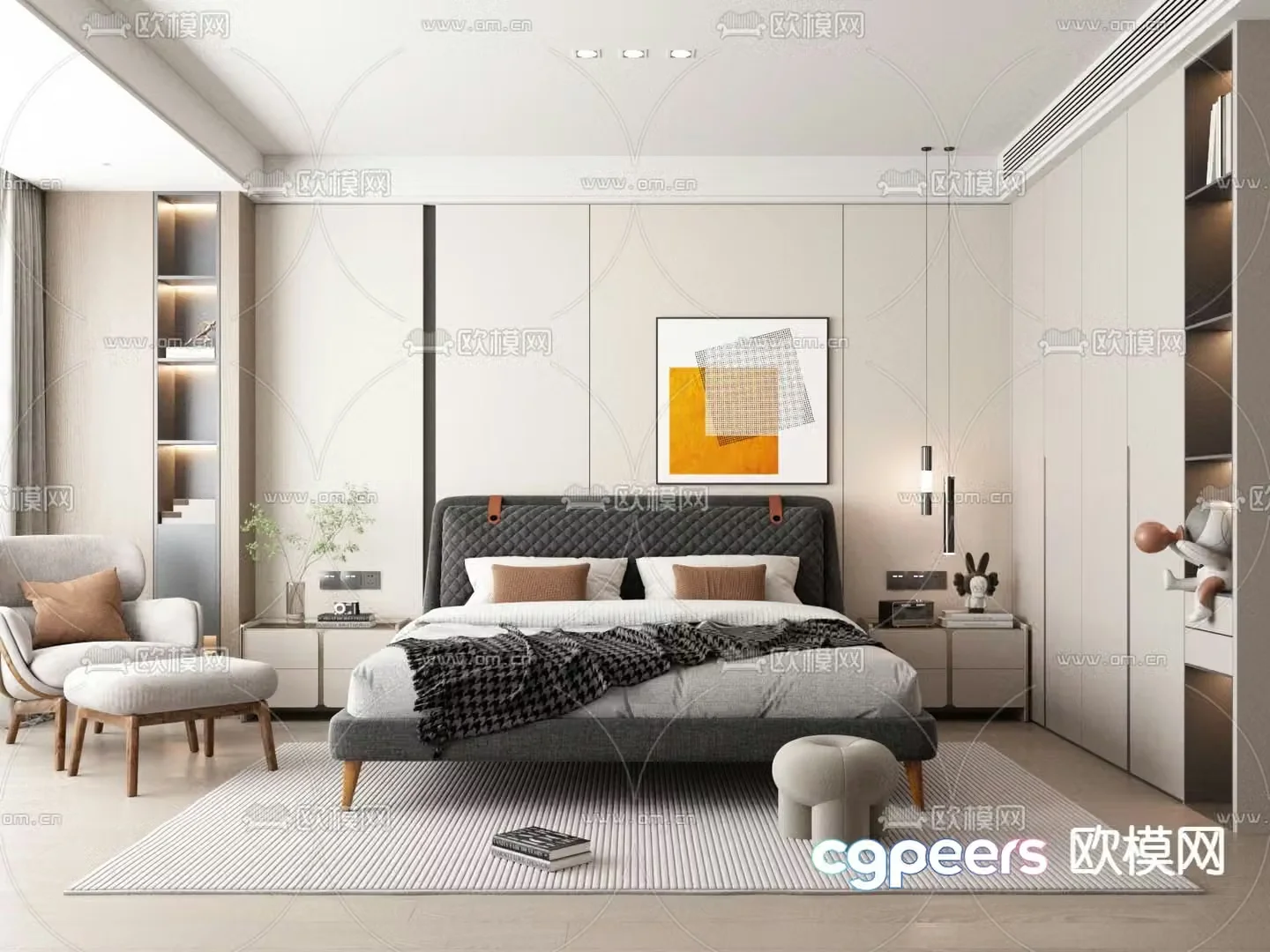 Modern bedroom master room 3d model