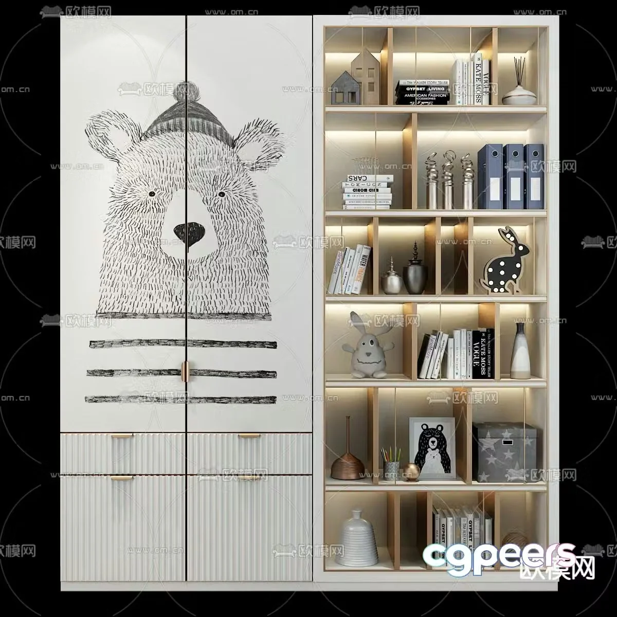 Modern children’s wardrobe decorative cabinet 3d model