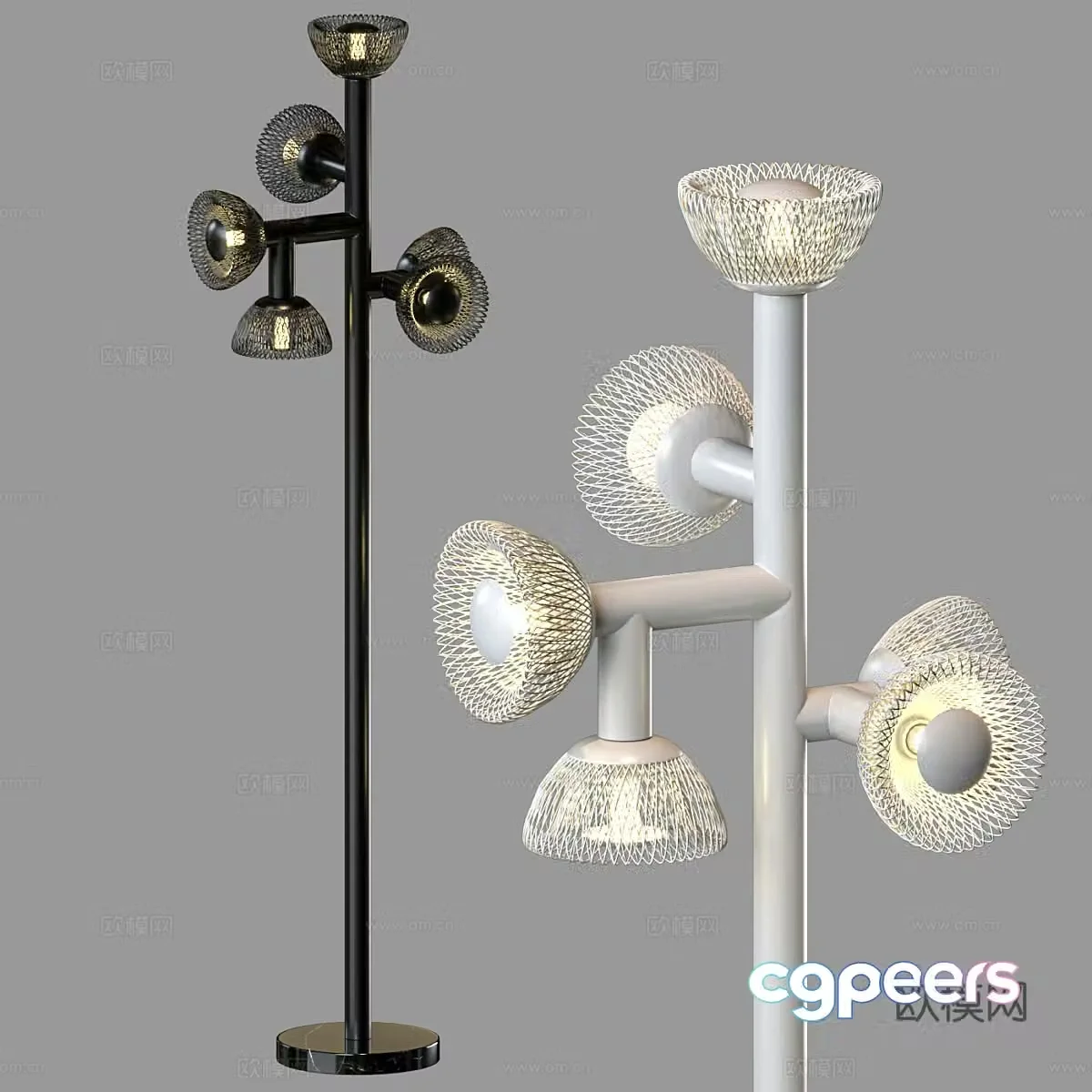 Modern metal floor lamp 3d model