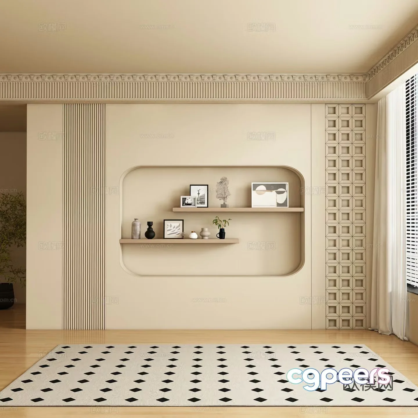 French background wall sofa background 3d model