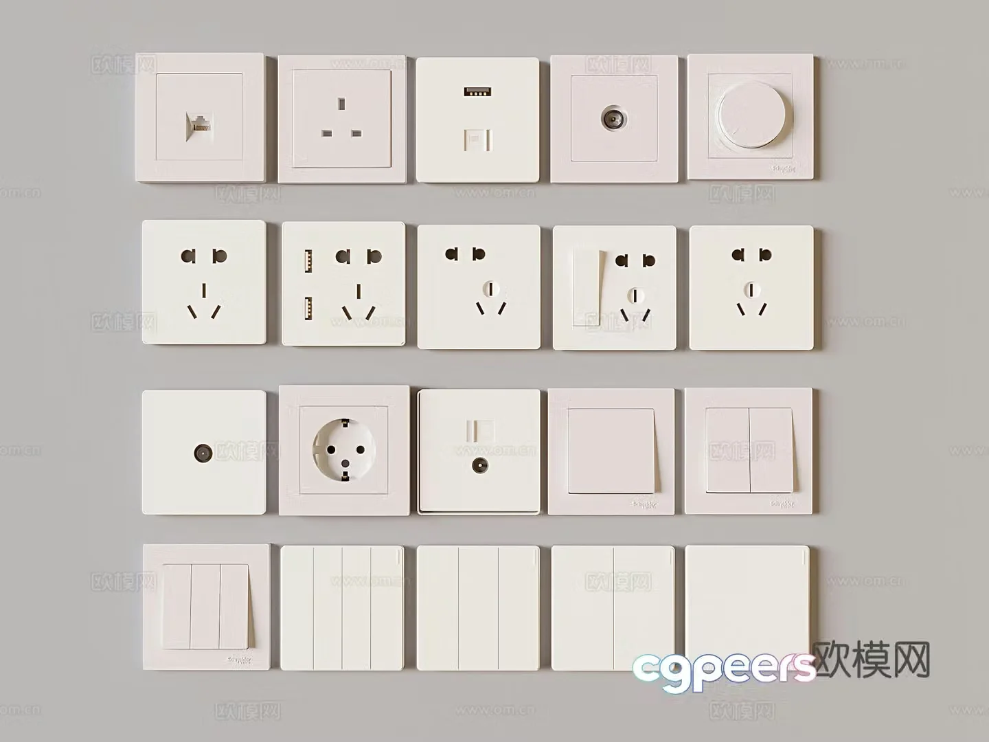 switch socket panel network cable socket 3d model