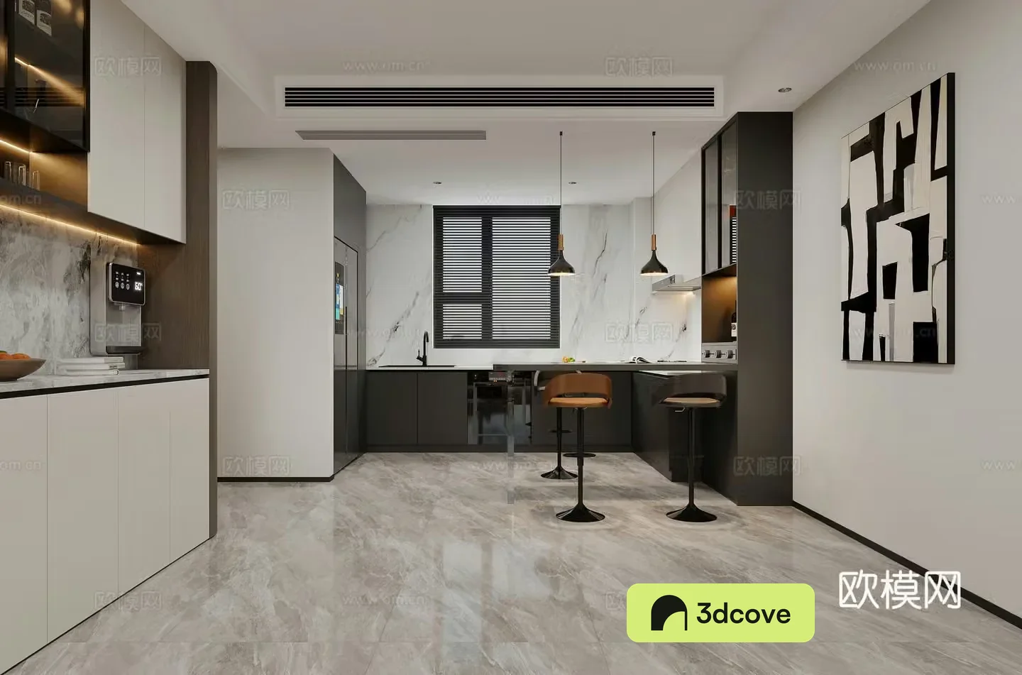 Modern kitchen Western kitchen bar open kitchen island wine cabinet Italian kitchen light luxury