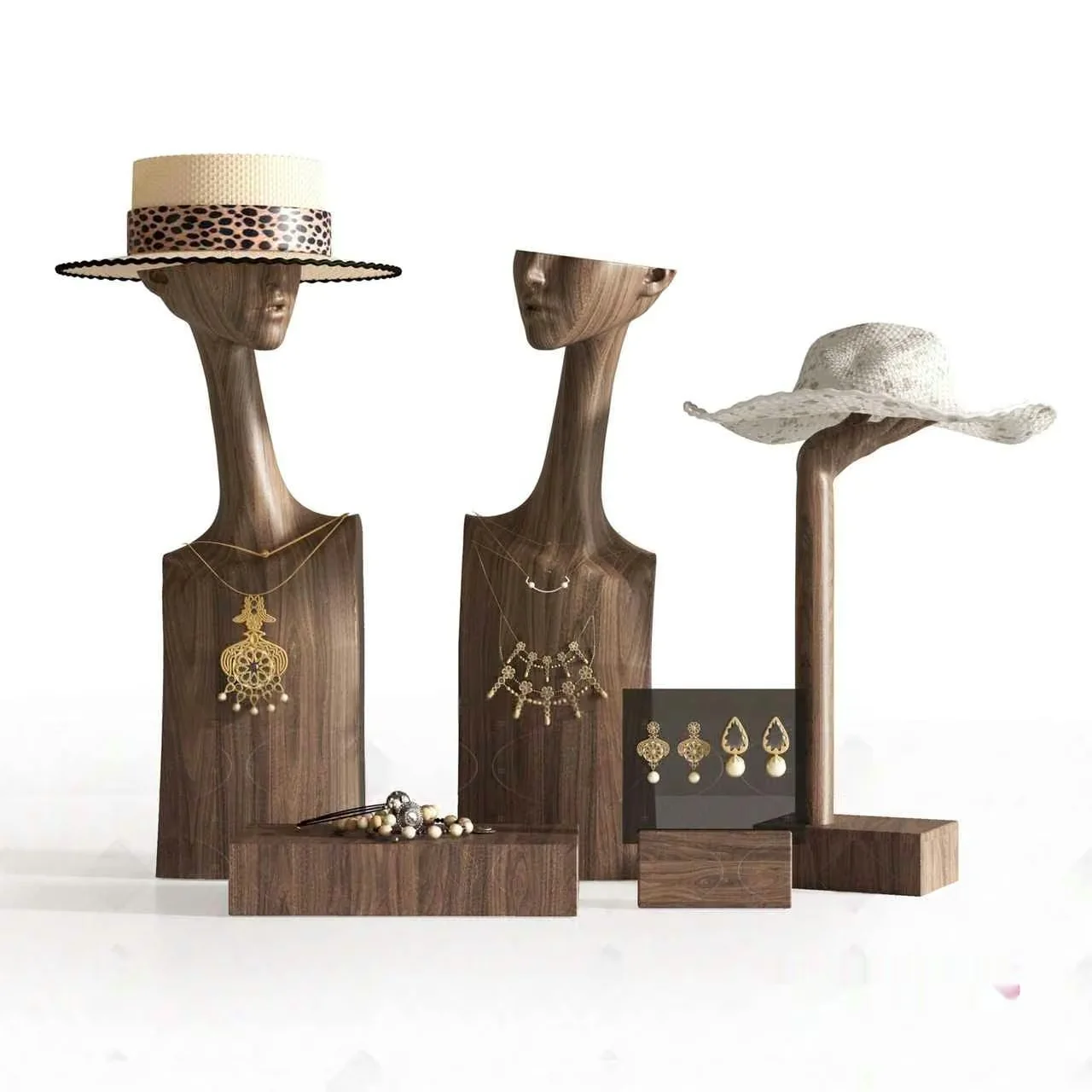 Three Wooden Mannequin Busts 3D Model – 15101 – VRAY Render
