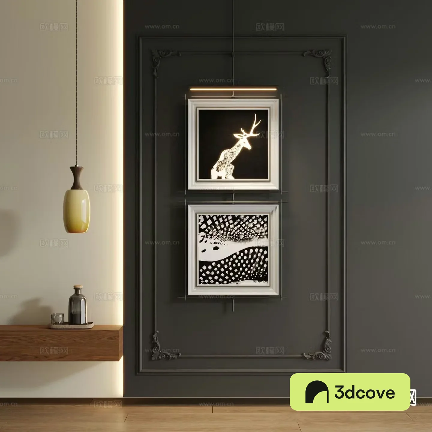 Medieval style decorative painting metal pole hanging painting