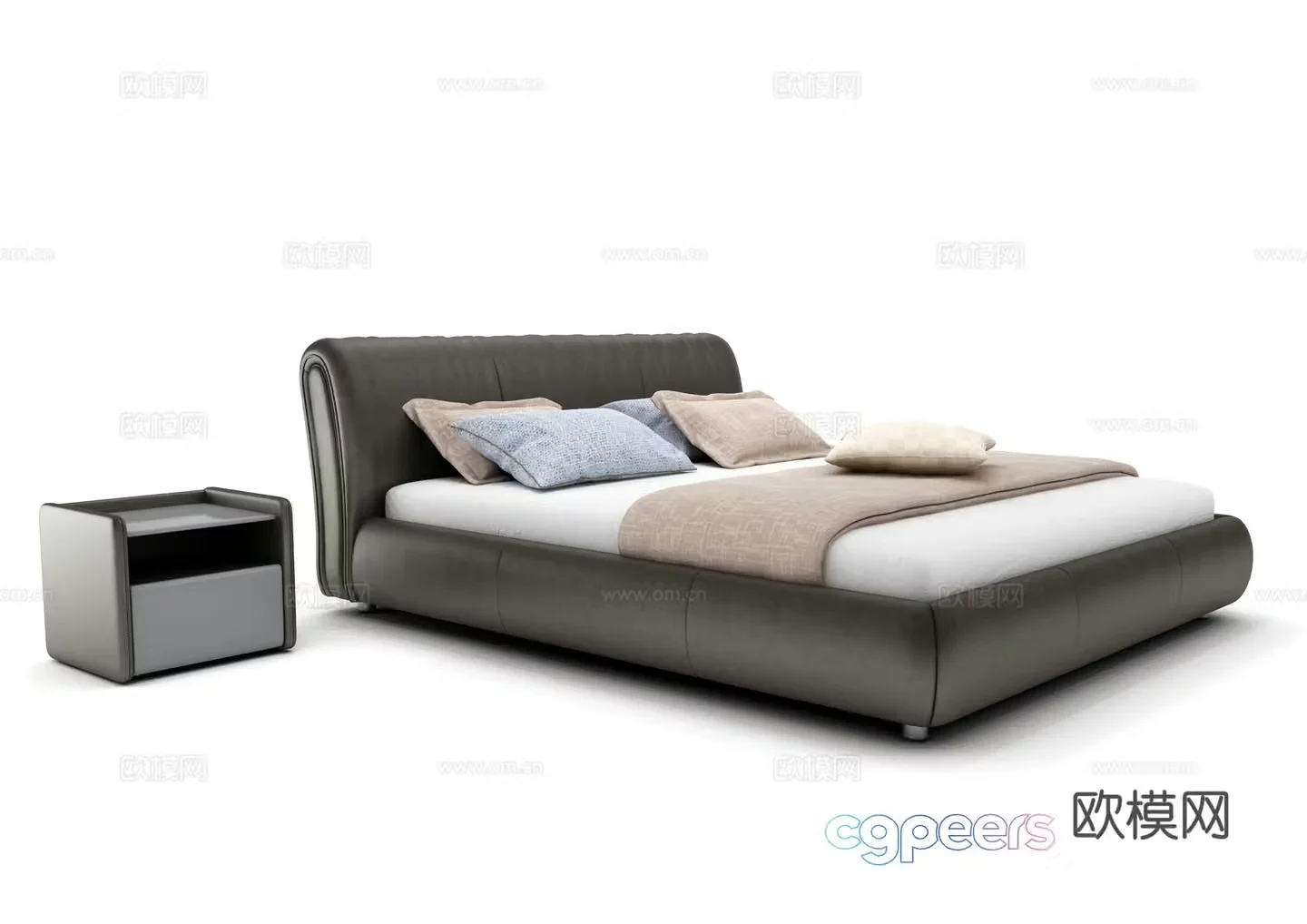 Modern double bed 3d model