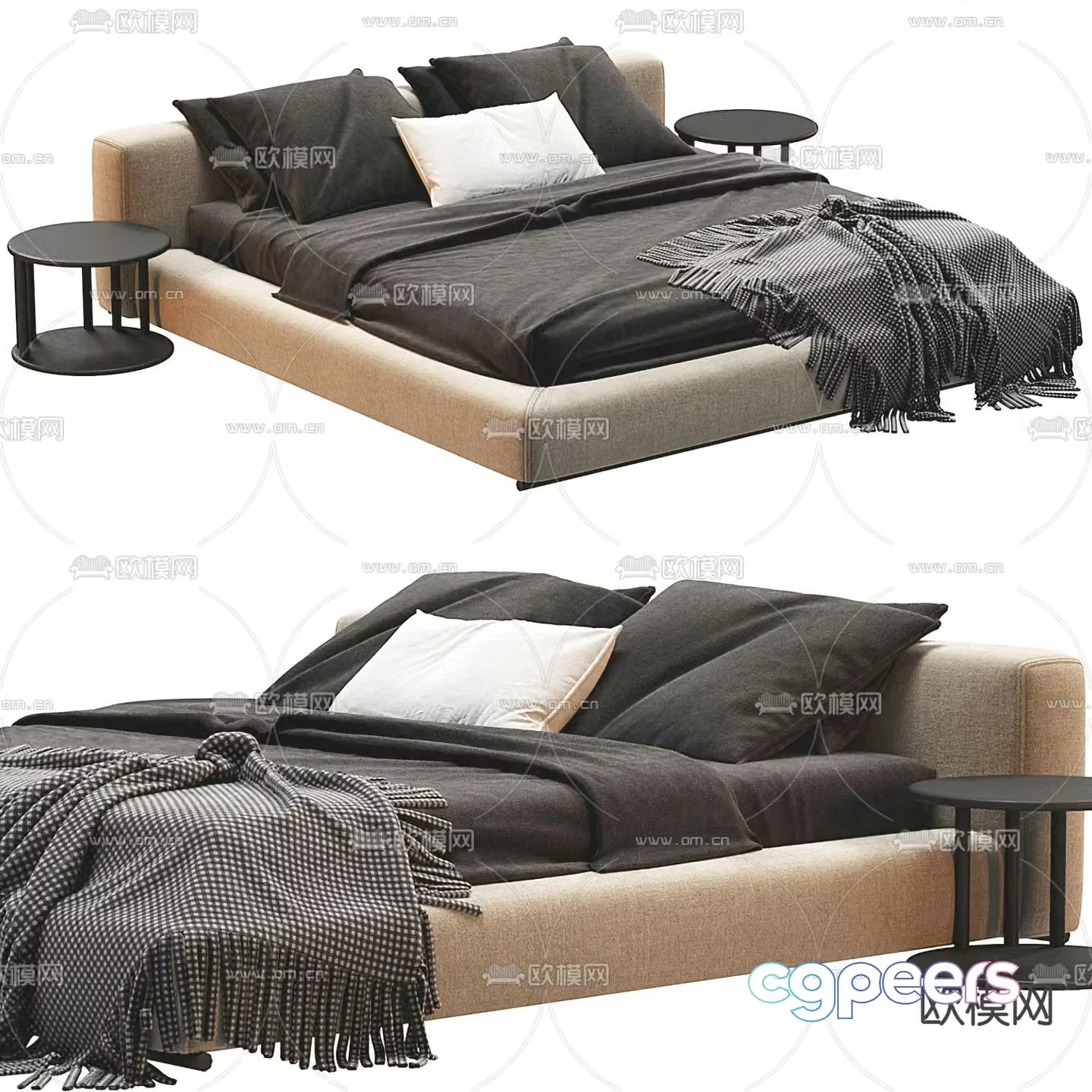 poliform modern double bed 3d model