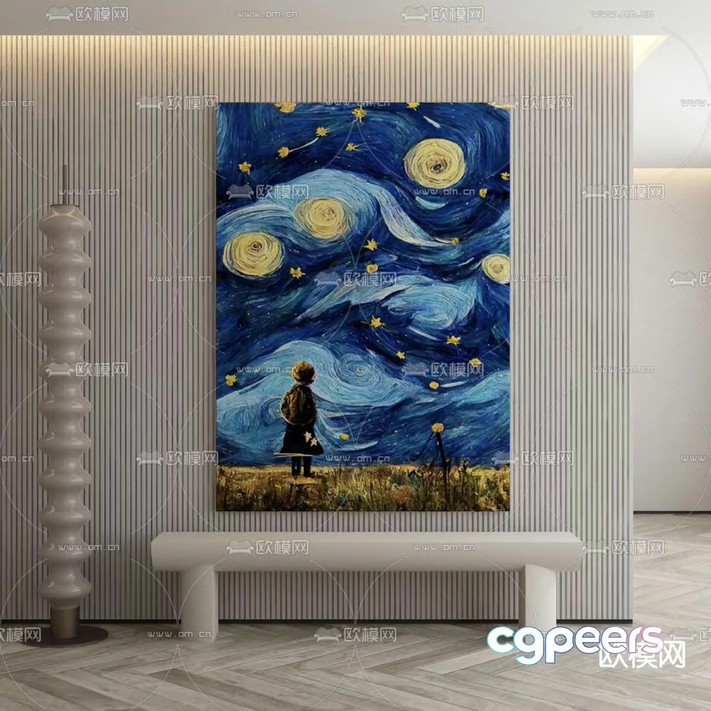 Wabisa decorative painting hanging painting oil painting 3d model