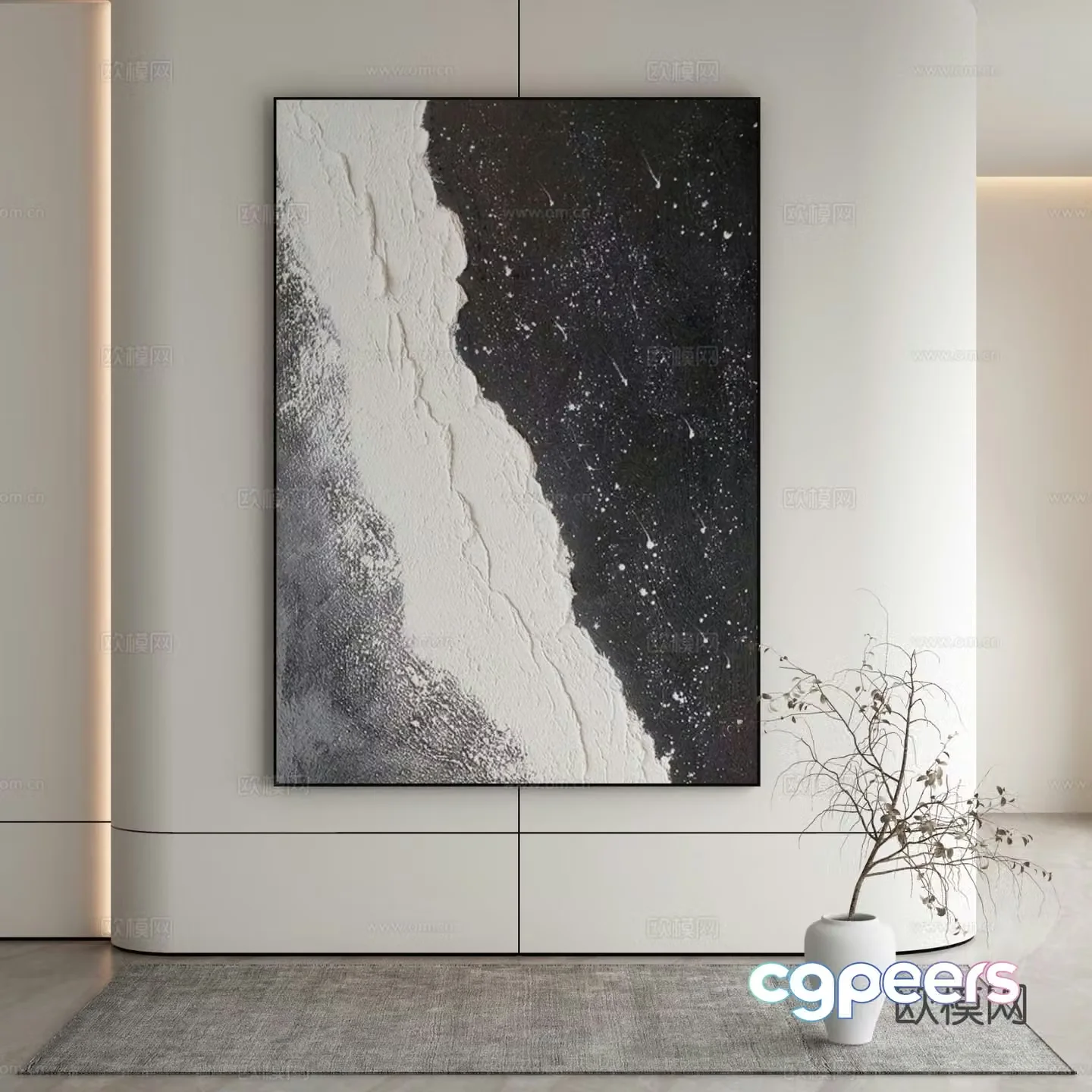 Modern texture painting decorative painting 3d model