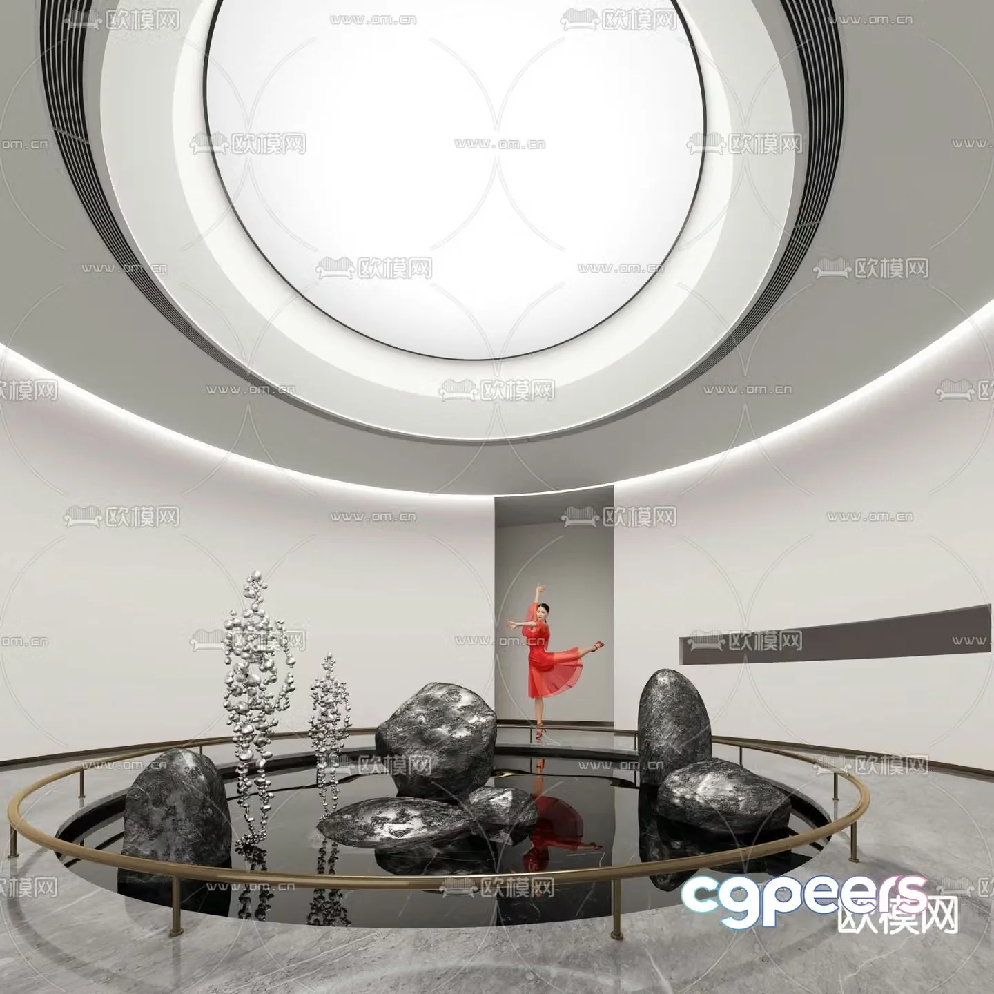 Indoor water feature landscape stone sculpture sketch 3D model