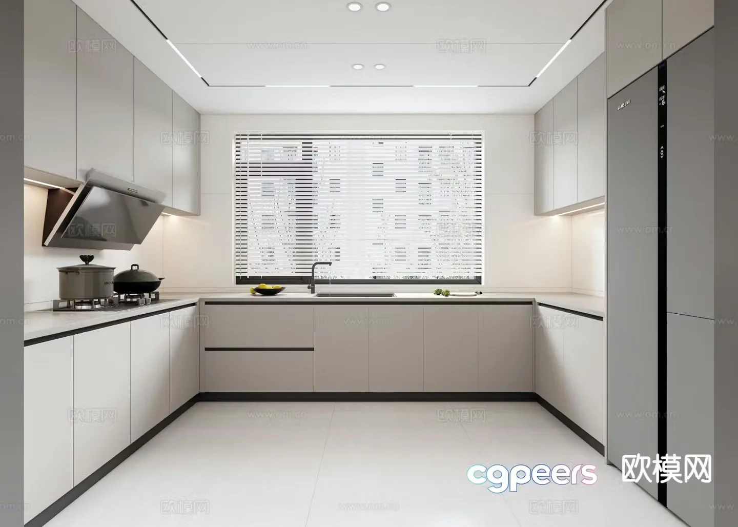 Modern minimalist kitchen 3d model