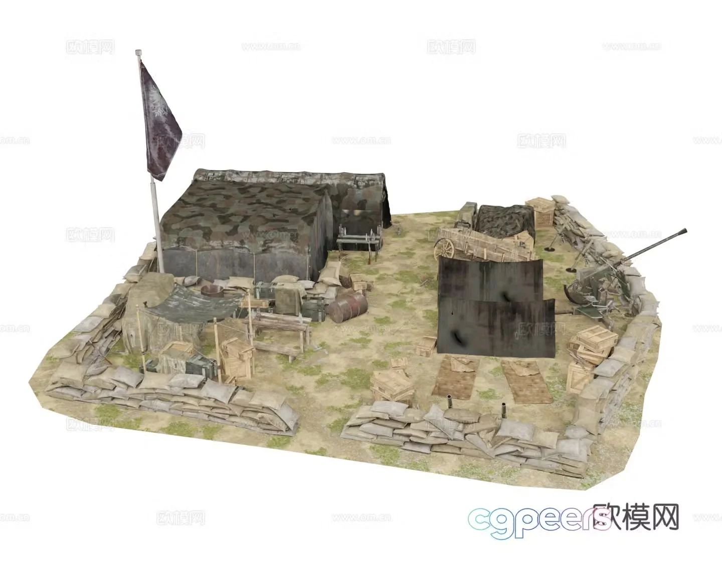 Base Camp Military Base Barracks 3d Model