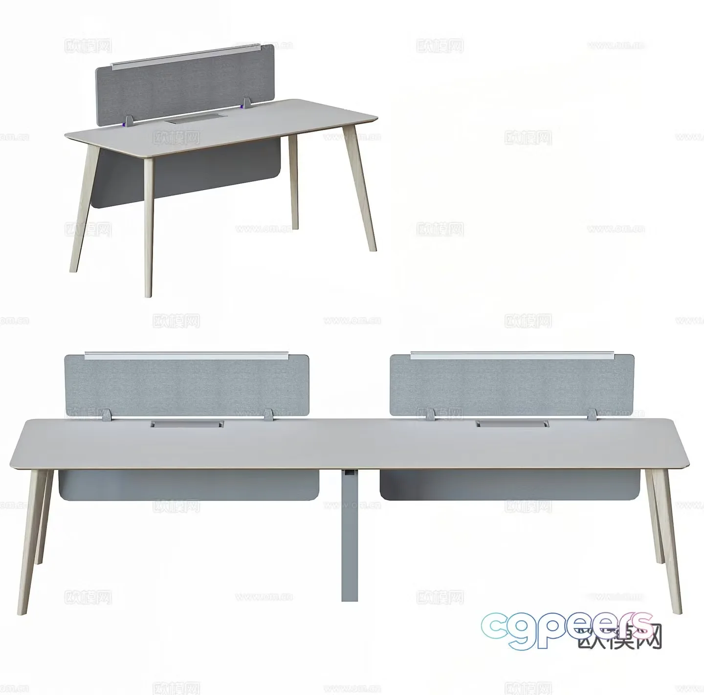 Modern office desk staff desk work station staff position strip table desk screen screen 3D model