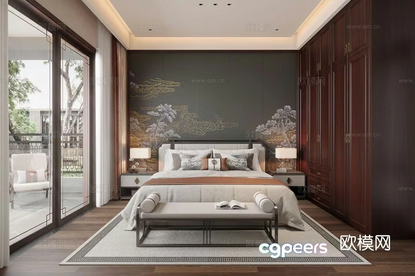 Chinese style bedroom master bedroom elders room 3d model