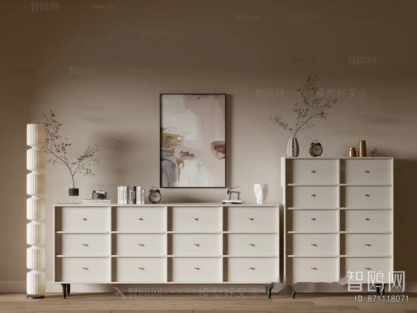 Modern White Dresser 3D Model – 20679 – VRAY Render