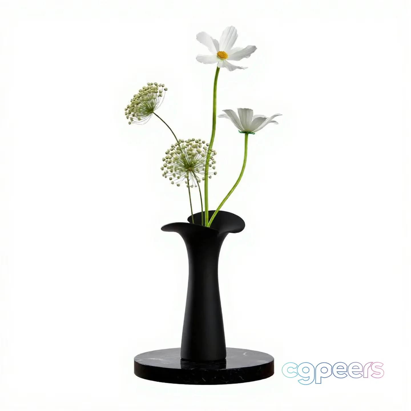 A Modern Vase With White Flowers 3D Model – 4564 – VRAY Render