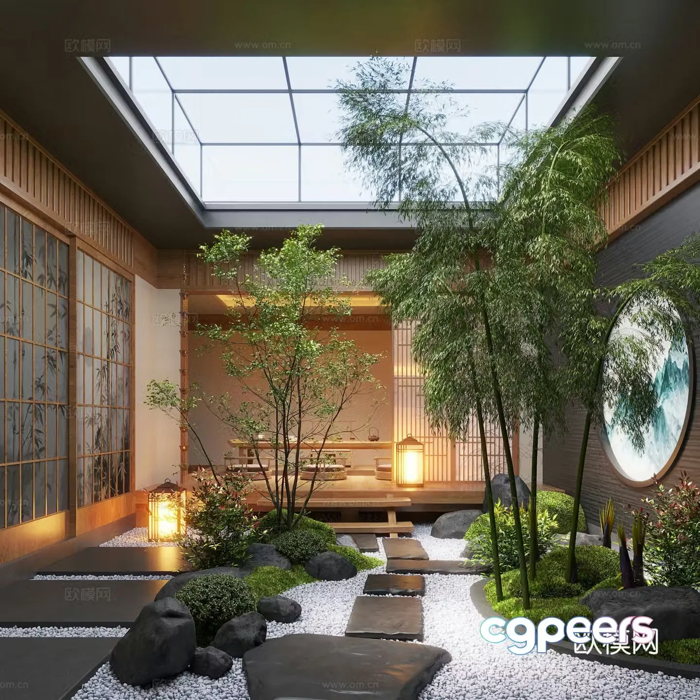 New Chinese style patio courtyard landscape landscape landscape landscape plants moss landscape landscape landscape sketch 3d model