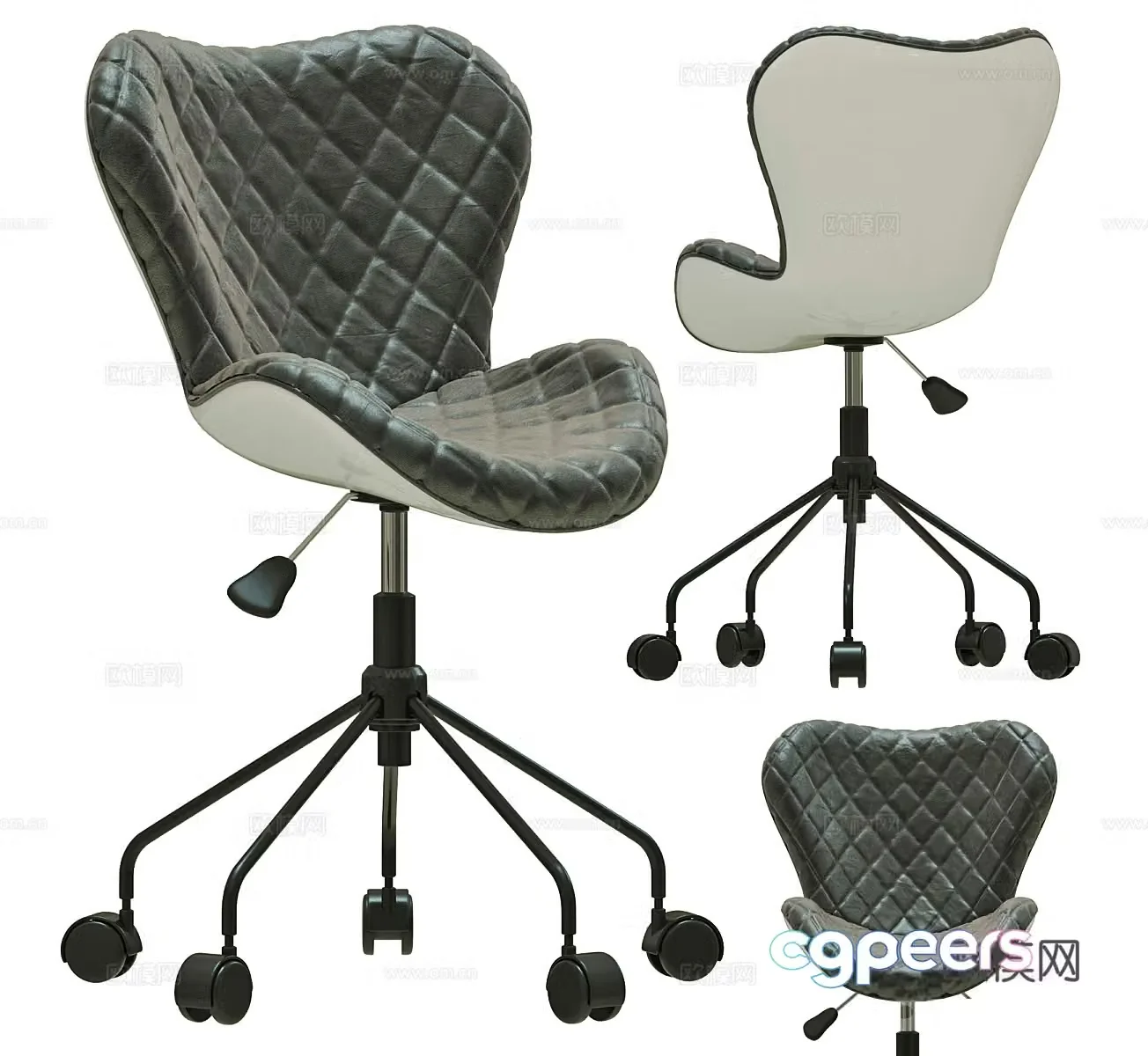 Modern office chair leisure chair single chair backrest chair rotating chair wheelchair employee chair job 3D model