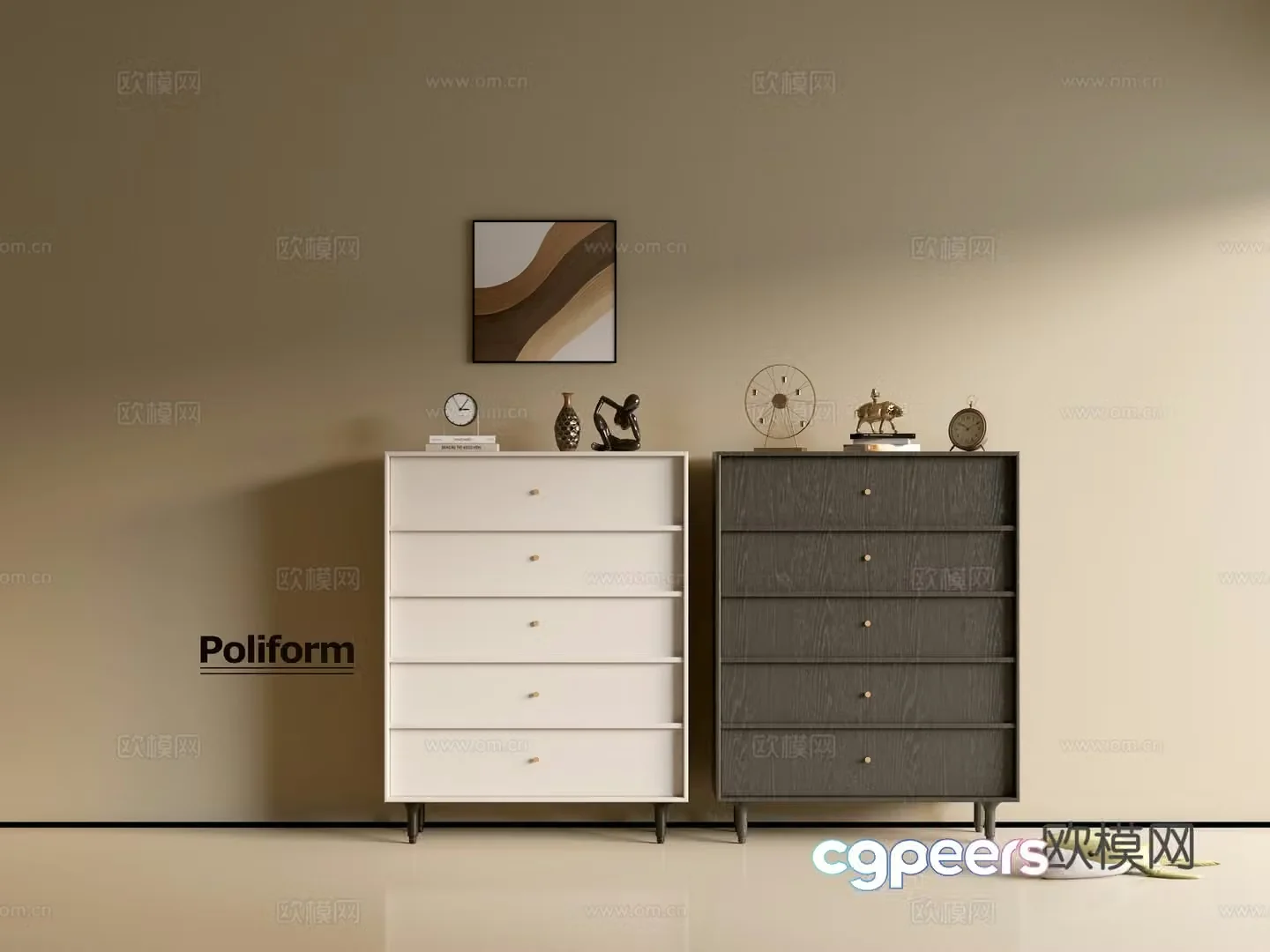 Modern black cabinet cream cabinet ins wind side cabinet chest cabinet low cabinet whole cabinet side cabinet 3d model