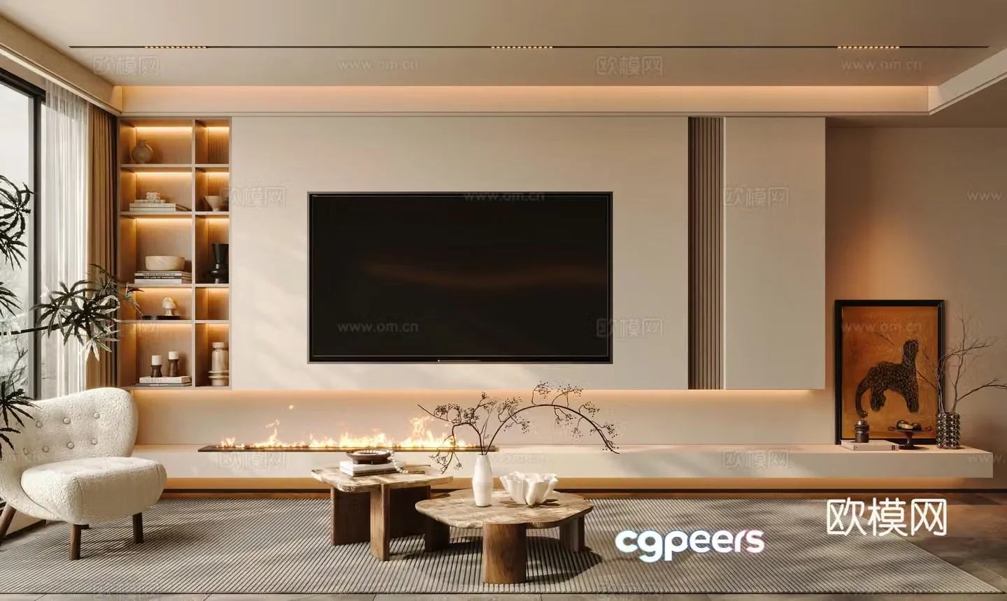 Middle-aged living room 3d model