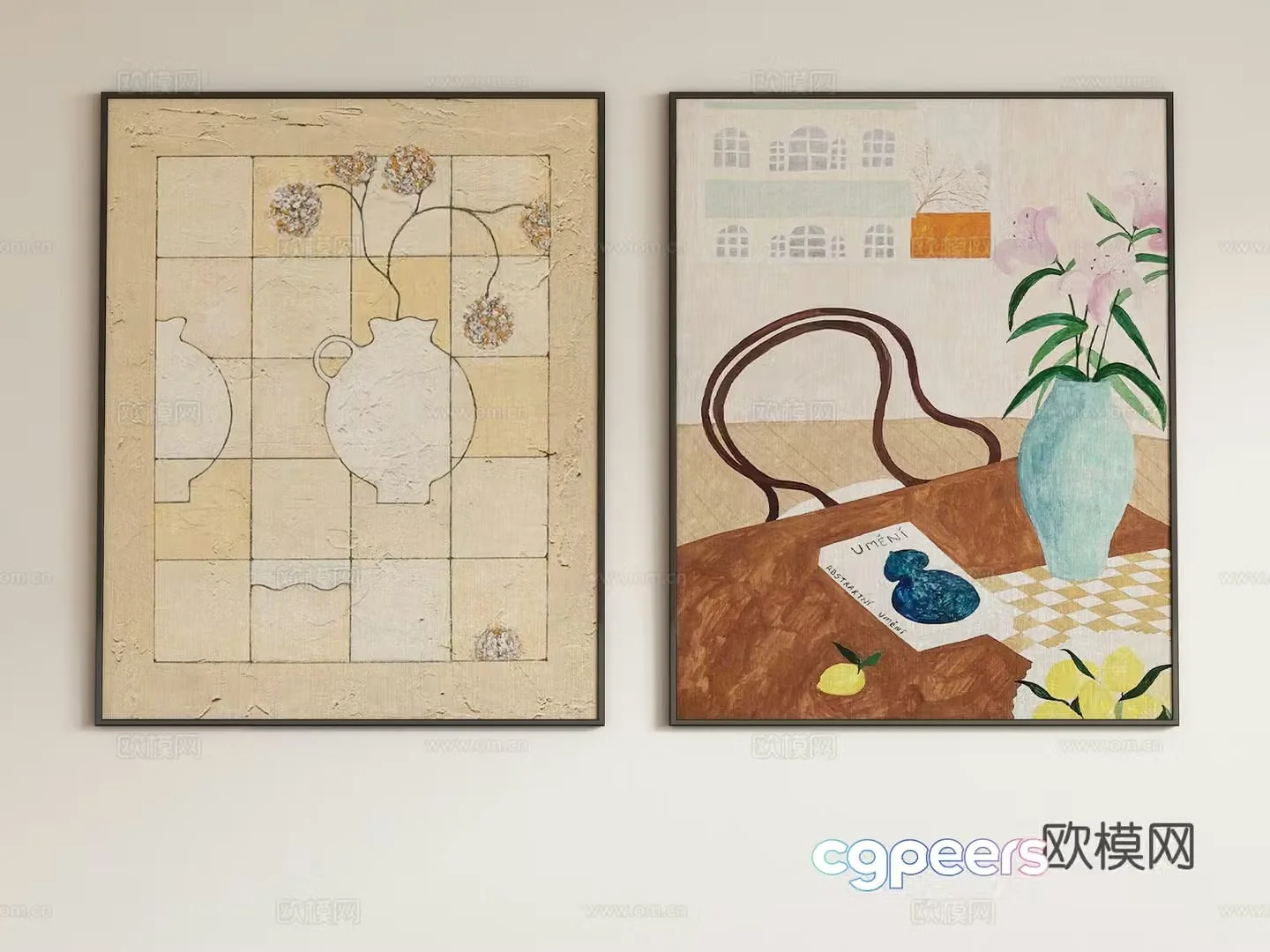 Modern abstract decorative painting hanging painting 3d model