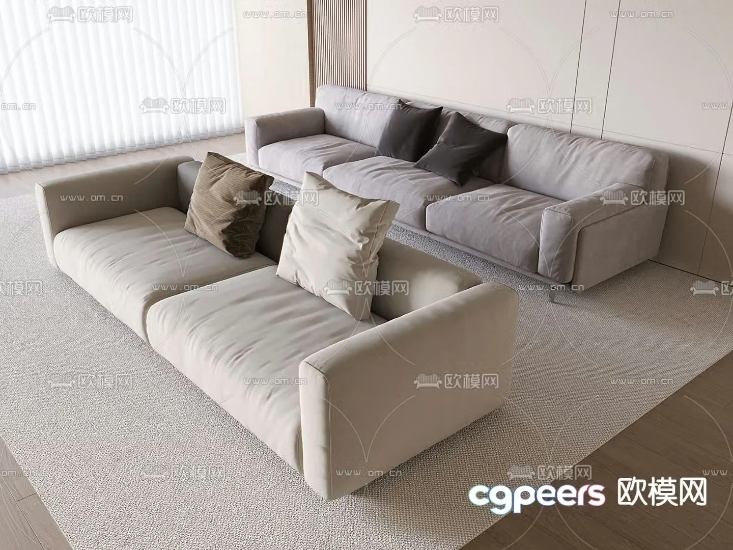Double sofa three person sofa 3d model