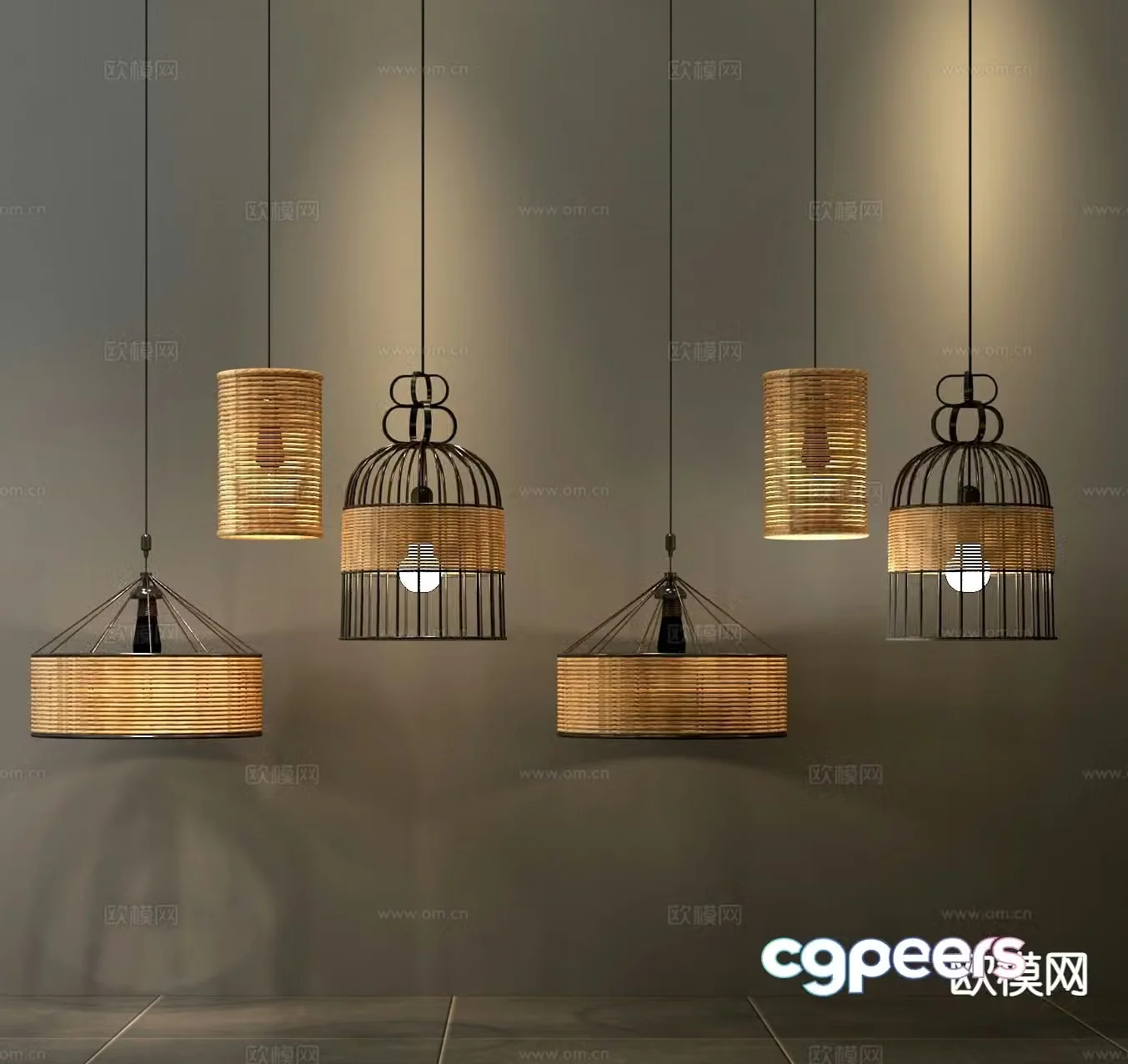 New Chinese style chandelier bamboo chandelier 3d model