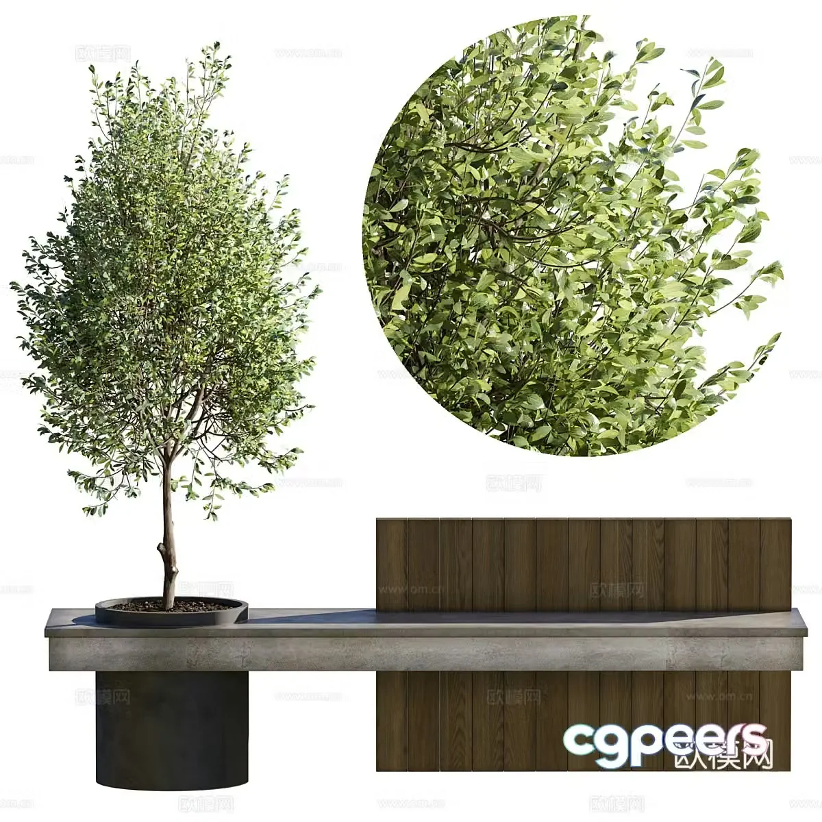 Modern Italian park plant bench 3d model